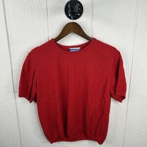 Vintage 90’s Pendleton Red Chunky Knit Petite Short Sleeve Sweater Size Large